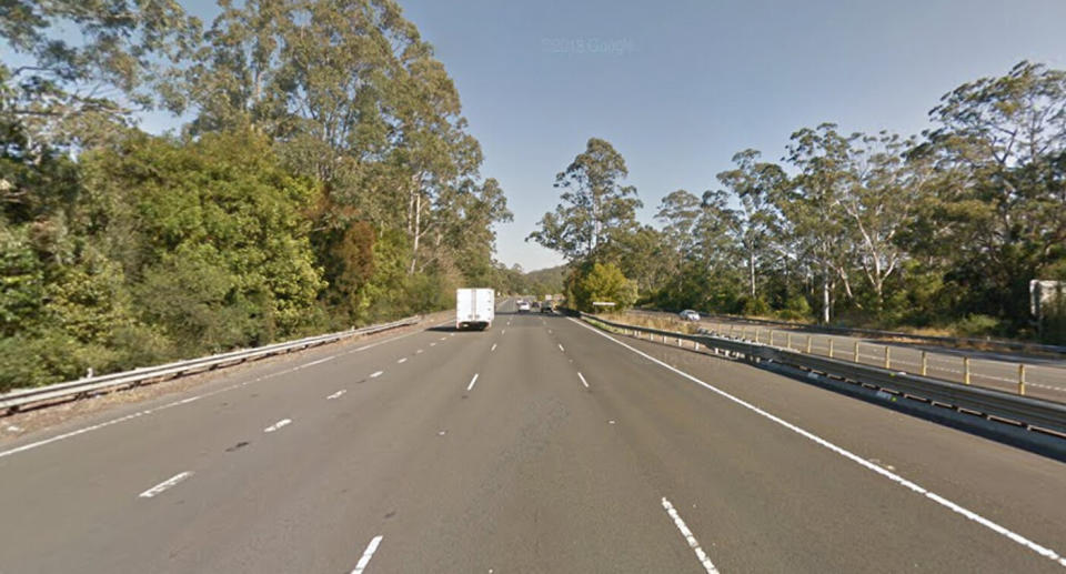 The stretch of the M1 at Ourimbah where the driver was caught speeding and using a mobile device.