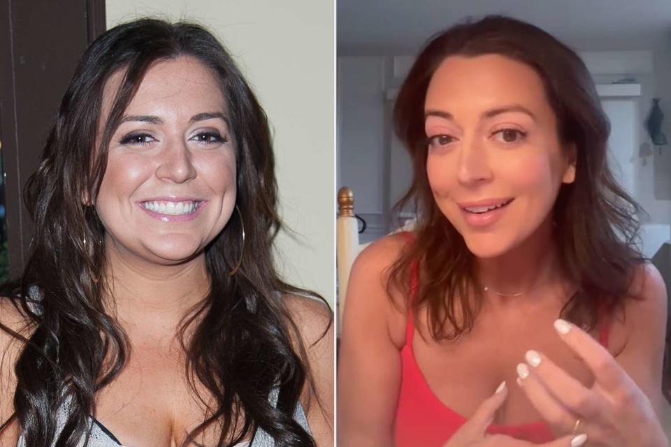 <p>Dave Kotinsky/Getty, Lauren Manzo/TikTok</p> Lauren Manzo before and after her weight loss journey