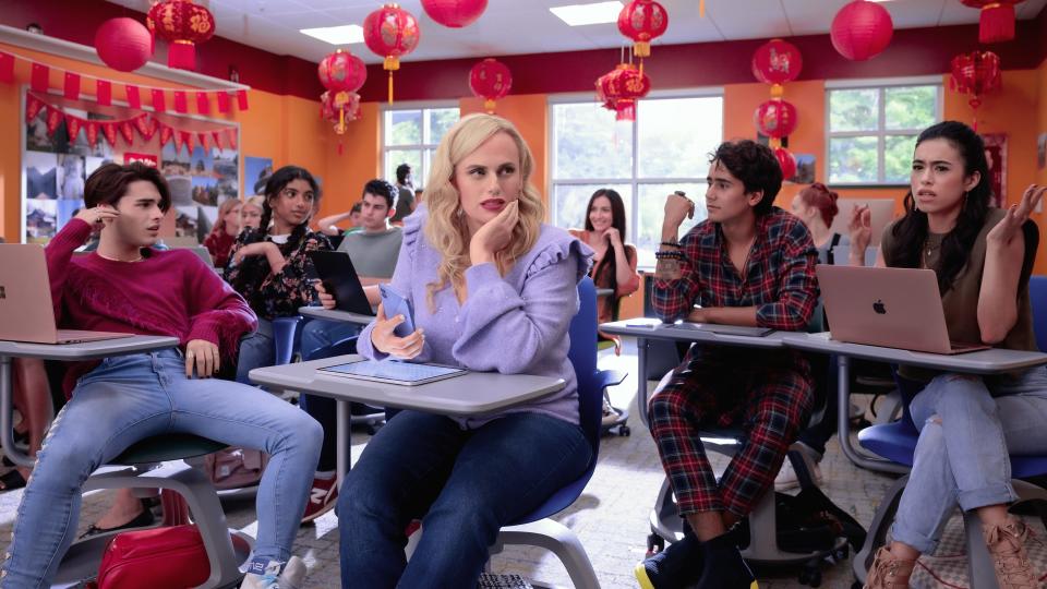 Rebel Wilson stars as a cheerleader who spent 20 years in a coma and is tossed into a world she doesn't understand when she re-enrolls in school in "Senior Year."