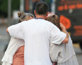 <p>Fans leave the Park Inn hotel in central Manchester, England Tuesday May 23 2017. (AP Photo/Rui Vieira) </p>