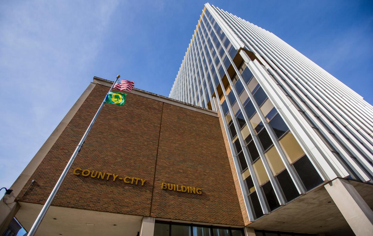 The County-City Building is shown in downtown South Bend. 