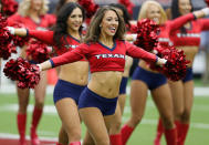 <p>Houston Texans cheerleaders perform during the game against the San Francisco 49ers at NRG Stadium on December 10, 2017 in Houston, Texas. (Photo by Bob Levey/Getty Images) </p>