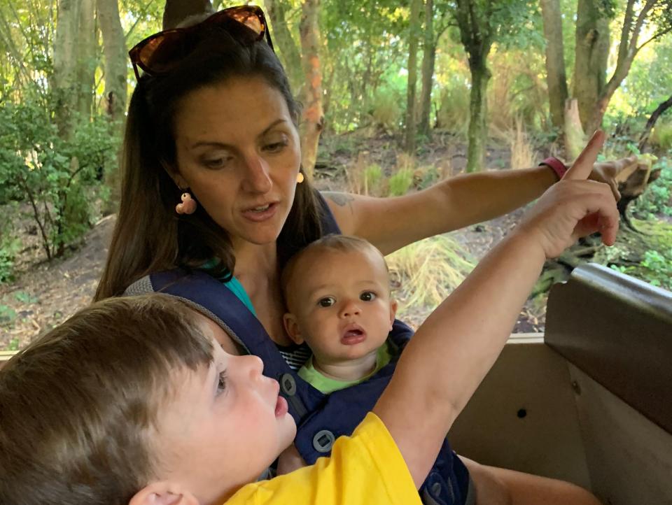 tarah riding kilimajaro safaris with her children at animal kingdom