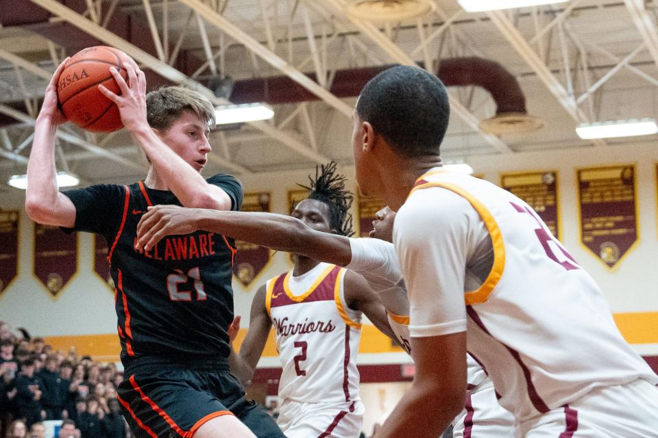 Delaware Hayes' Jesse Burris, left, is one of five central Ohio basketball players nominated for the McDonald’s All-American games.