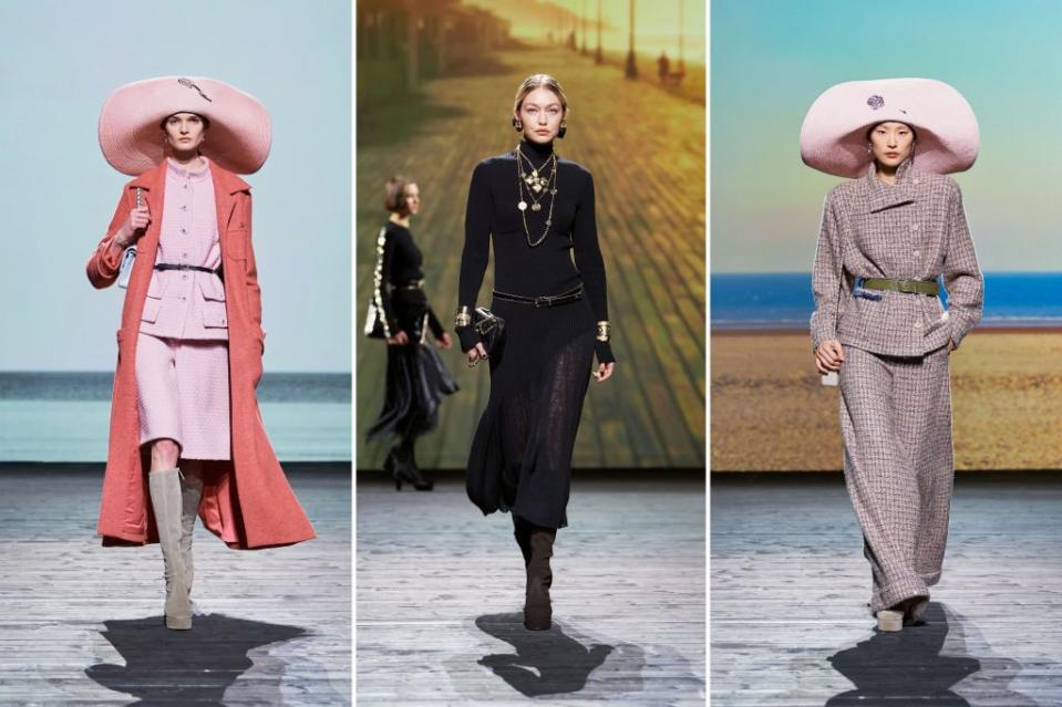 With models like Gigi Hadid (center) rocking the runway, Chanel pulled off a classic collection with French influences. Images: Chanel