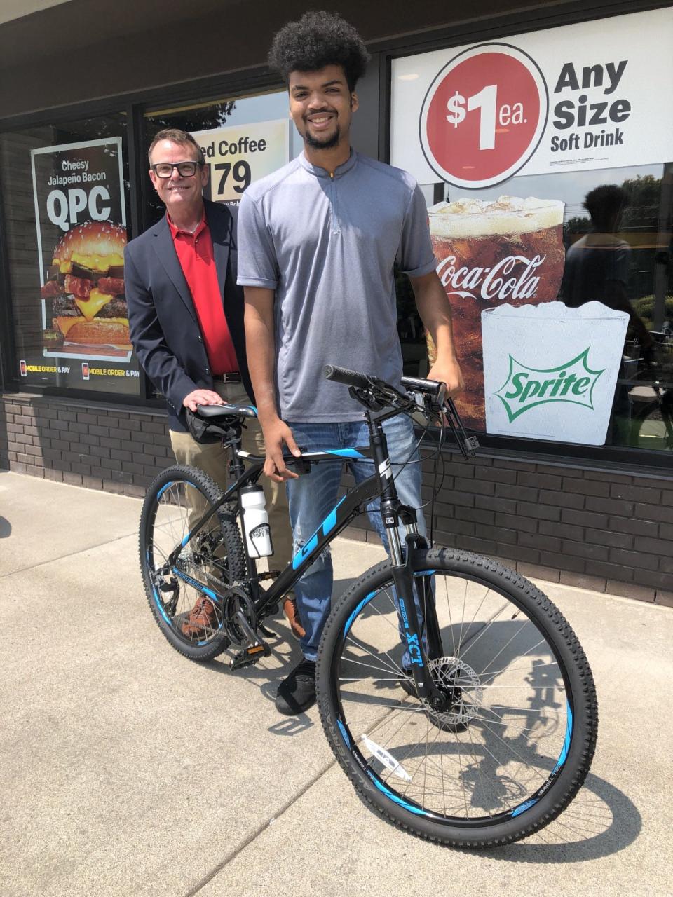 After McDonald's employee Jeremiah Iheoma's bike was stolen, Tim Potter, owner and operator of the Farmington restaurant, got him a new one.