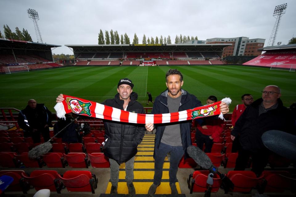 Rob McElhenney and Ryan Reynolds at the Racecourse (PA)