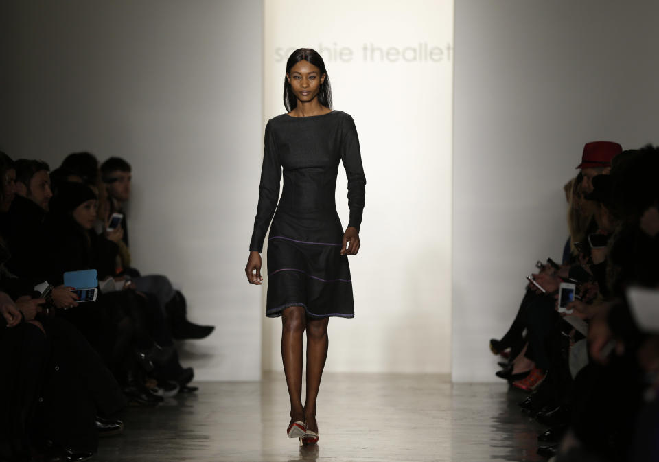 The Sophie Theallet Fall 2013 collection is modeled during Fashion Week in New York on Tuesday, Feb. 12, 2013. (AP Photo/Seth Wenig)