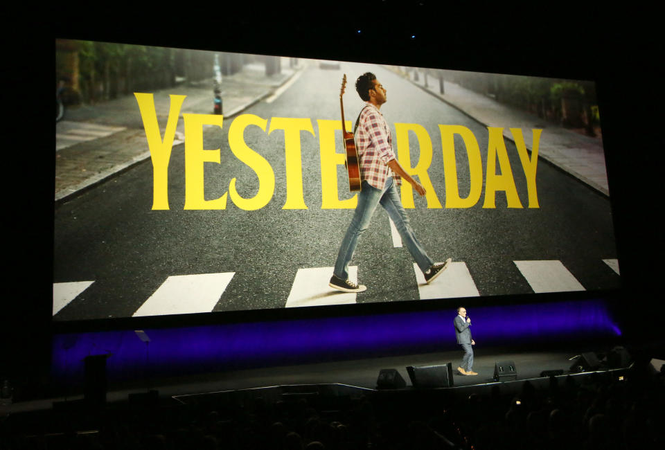 LAS VEGAS, NEVADA - APRIL 03: Director Danny Boyle talks about the upcoming movie "Yesterday" during Universal Pictures special presentation during CinemaCon at The Colosseum at Caesars Palace on April 03, 2019 in Las Vegas, Nevada. CinemaCon is the official convention of the National Association of Theatre Owners. (Photo by Gabe Ginsberg/WireImage)