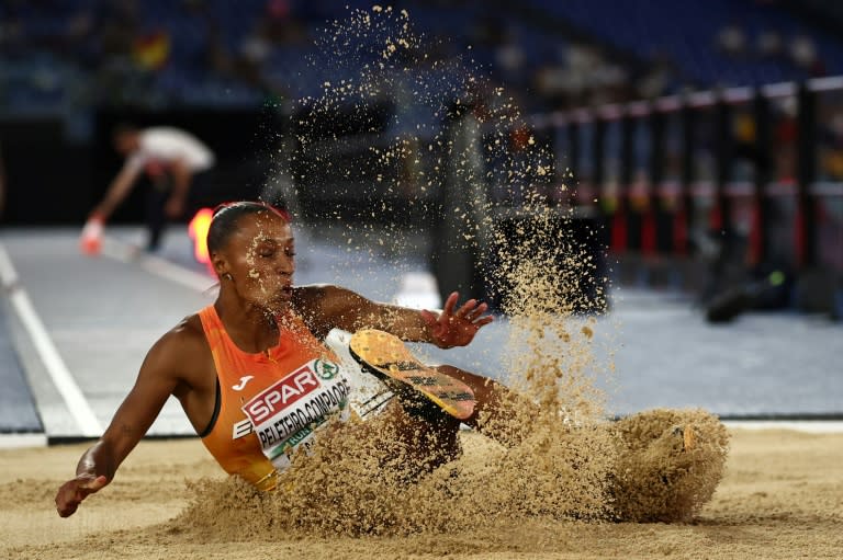 Ana Peleteiro durante la competición en el Europeo de Roma, donde se colgó la medalla de oro, el 9 de junio de 2024 (Anne-Christine POUJOULAT)