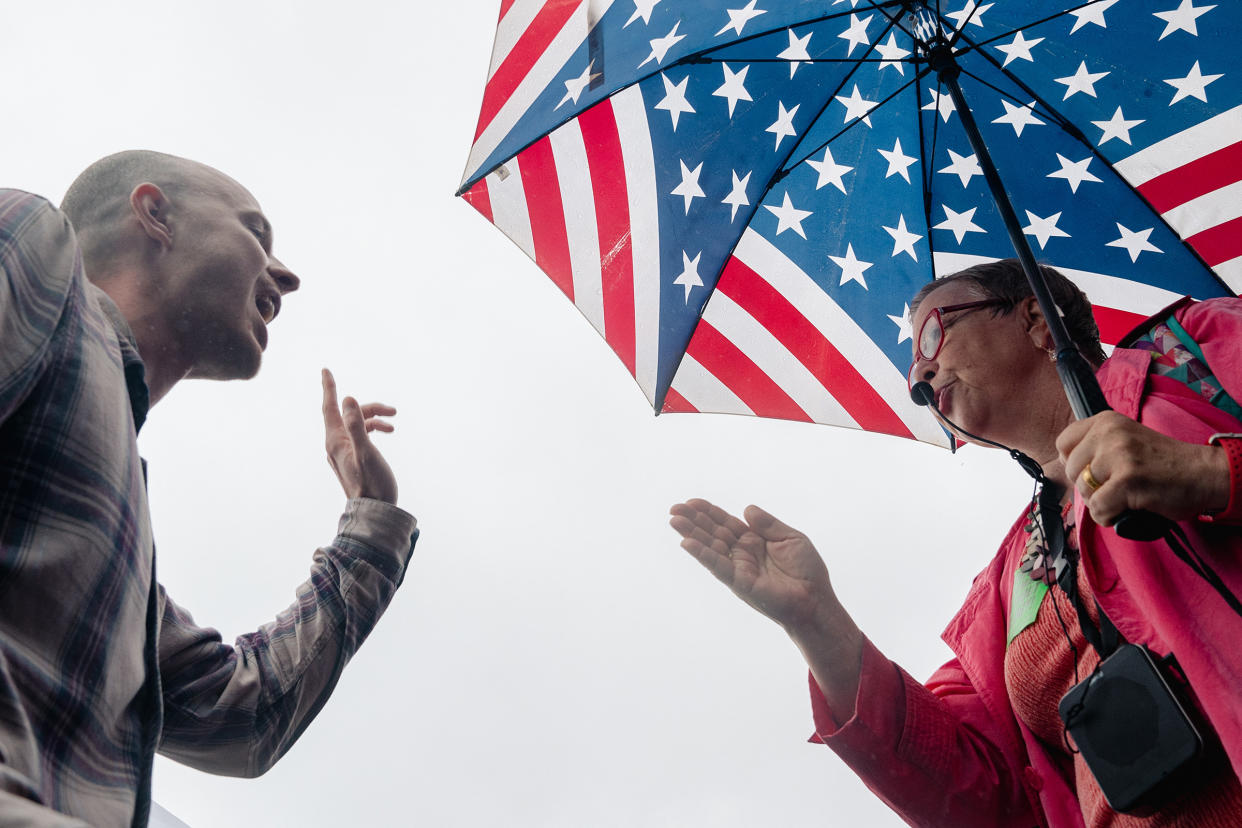 Supporters and opponents of abortion rights demonstrate outside the Supreme Court in Washington, D.C., June 23, 2022.