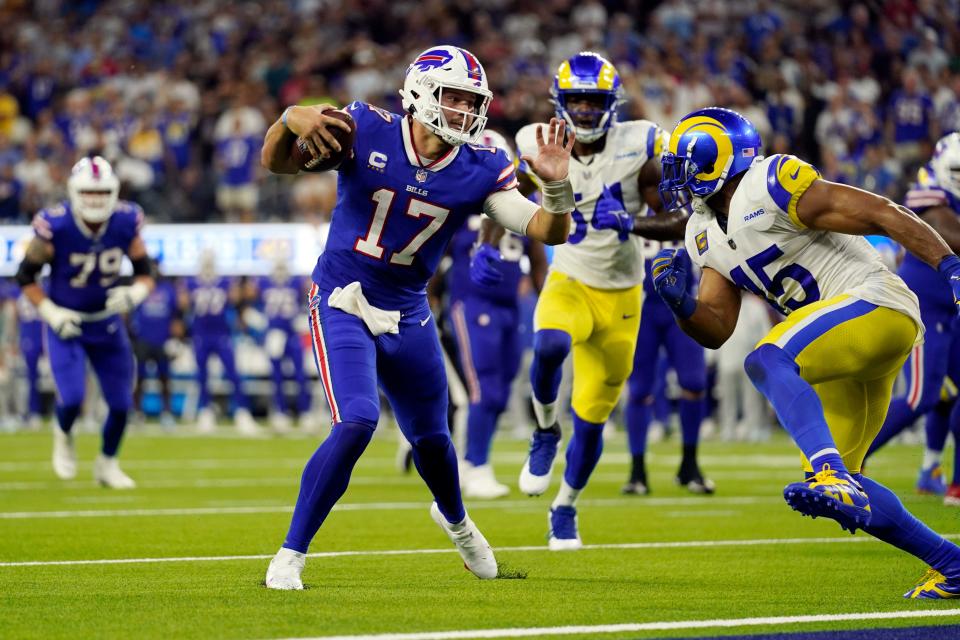 Josh Allen produced a combined 353 yards passing and rushing last week in the victory over the Rams.