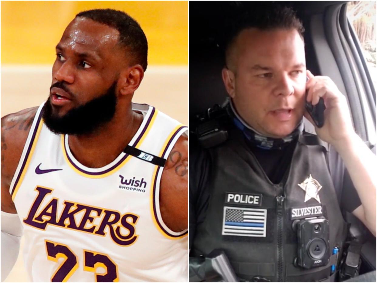 A gofundme has raised over $460,000 for Deputy Marshal Nate Silvester after he mocked Lebron James in a TikTok.  (EPA/Nate Silvester/TikTok)