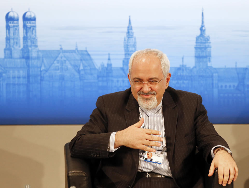 Iran's Foreign Minister Mohammad Javad Zarif listens during a panel discussion at the 50th Security Conference on security policy in Munich, Germany, Sunday, Feb. 2, 2014. (AP Photo/Frank Augstein)