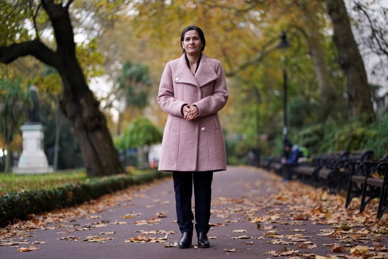 The President of the Executive Committee of the Syrian Democratic Council Ilham Ahmed poses for a portrait in central London