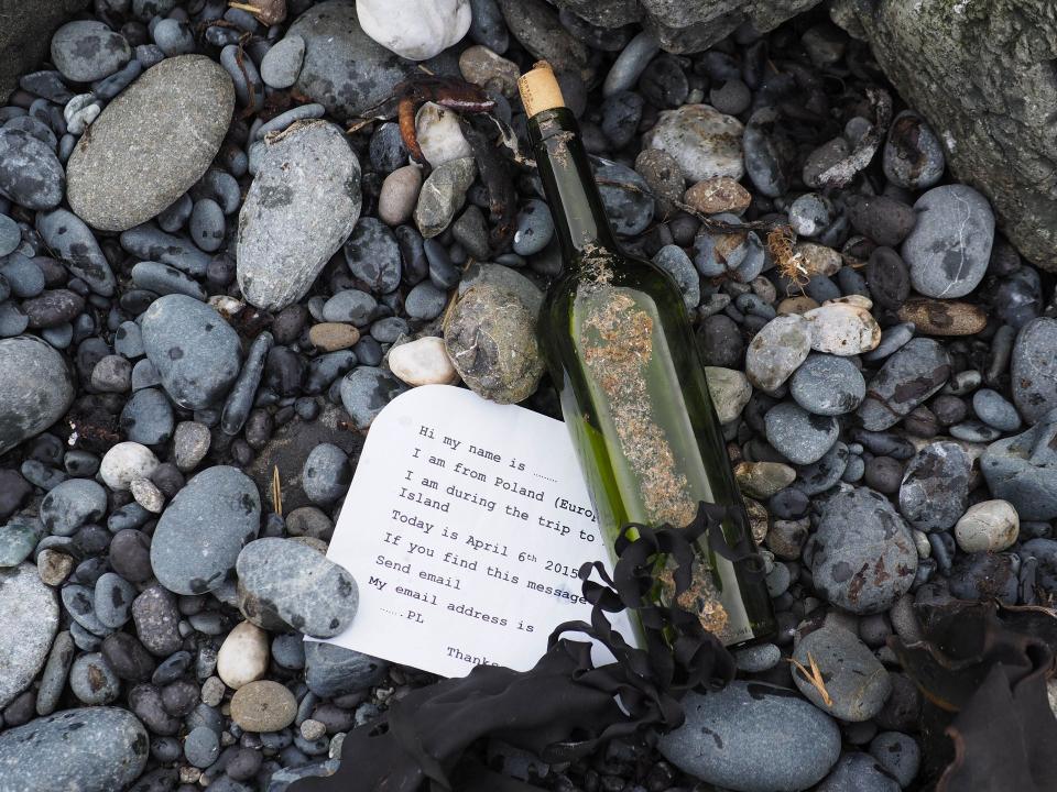 Letter found inside bottle tossed into the ocean four years ago near Bouvet Island by Polish author.