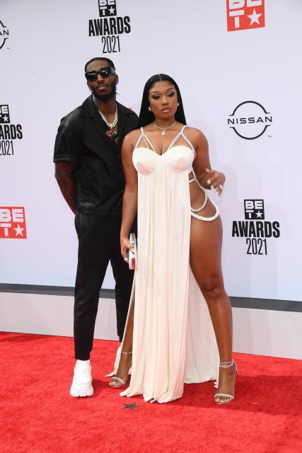 Megan Thee Stallion and Pardison Fontaine attend the 21st BET Awards at L.A. Live on June 27, 2021 in Los Angeles, California. - Credit: Michael Buckner for PMC