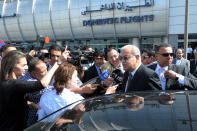 Egyptian Prime Minister Sherif Ismail talks to reporters at Cairo International Airport, Thursday, May 19, 2016. He said it was too early to say whether a technical problem or a terror attack caused the plane to crash. “We cannot rule anything out,” he said. (AP/Selman Elotefy)