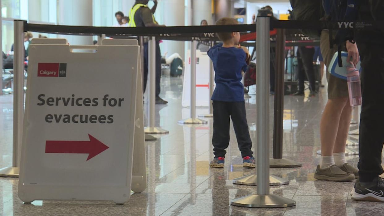 There is a reception centre at the Calgary Airport for those arriving by air travel from the Northwest Territories. (Tom Ross/CBC - image credit)