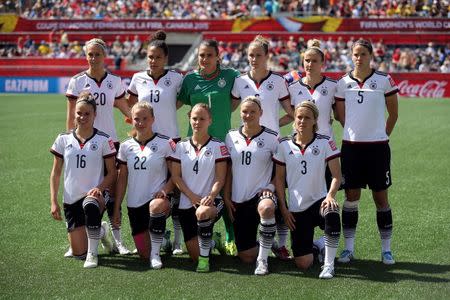 Jun 20, 2015; Ottawa, Ontario, CAN; The Germany starters pose for a photo prior to the round of sixteen against Sweden in the FIFA 2015 women's World Cup soccer tournament at Lansdowne Stadium. Germany won 4-1. Mandatory Credit: Matt Kryger-USA TODAY Sports
