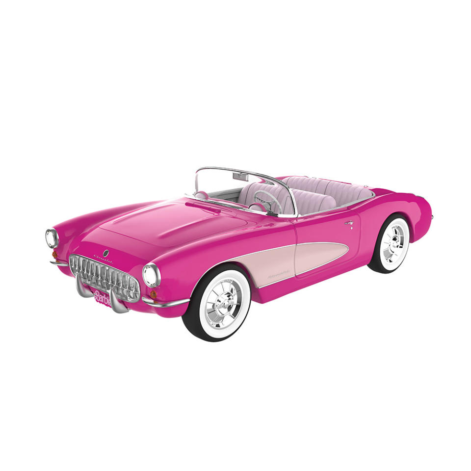 Inspired by Barbie’s vehicle of choice from last year’s Warner Bros. smash hit, this pink Corvette convertible ($34.99 from AMC) holds 85 ounces of popcorn in the seats.