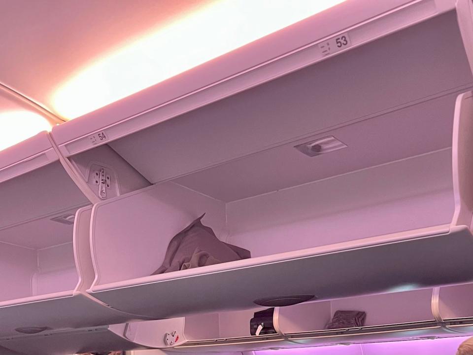 Empty overhead bins.