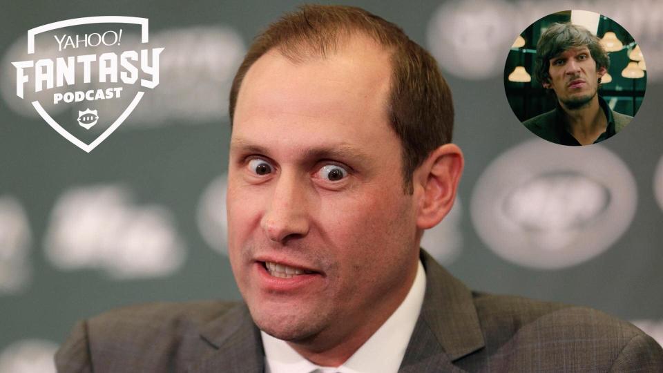 Liz Loza and Matt Harmon discuss the chaotic behind-the-scenes shuffling within the New York Jets organization on the Yahoo Fantasy Football Podcast. Philadelphia 76ers C Boban Marjanović also joins to discuss his role in the film "John Wick: Chapter 3 – Parabellum" (Credits: AP Photo/Seth Wenig; Lionsgate)