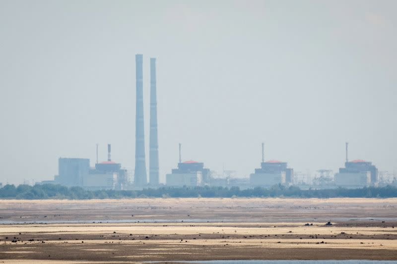 FILE PHOTO: View of Zaporizhzhia Nuclear Power Plant from the bank of Kakhovka Reservoir in Nikopol