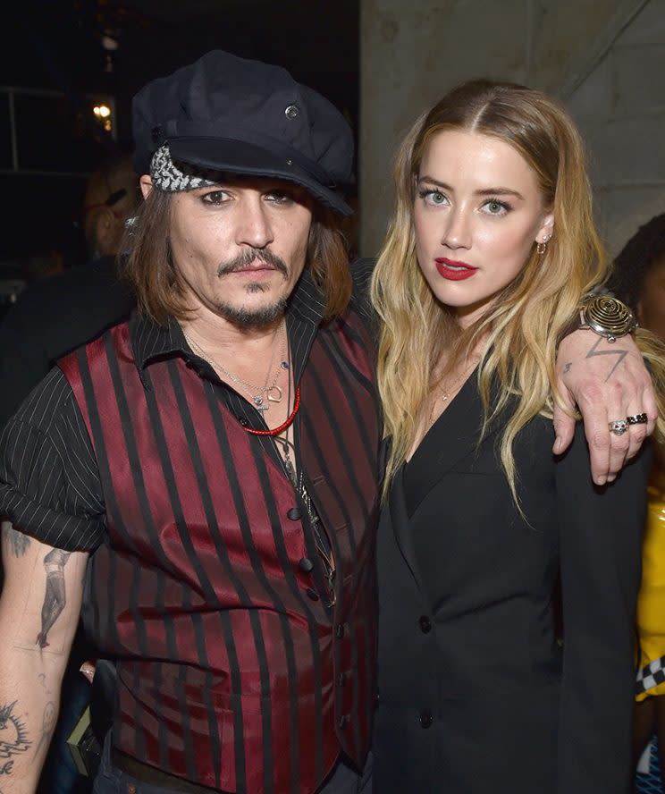 Happier times: Johnny Depp and Amber Heard at the Grammys.