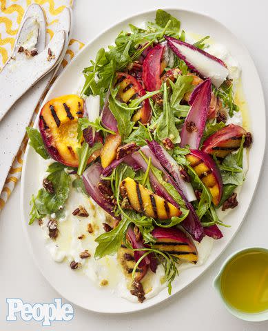 <p>Fred Hardy II</p> Eric Jaeho Choi's Grilled Peach Salad with Arugula and Pecan Crumble