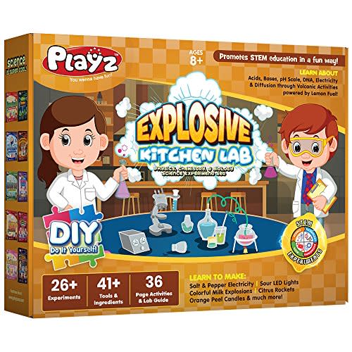 Playz Explosive Kitchen Lab Educational Science Kit for Kids Age 8-12 with 26 Science Experimen…