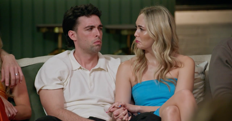 MAFS’ Ollie and Tahnee looking confused.