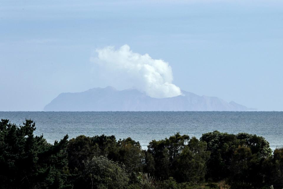 Plumes of steam rise above White Island off the coast of Whakatane, New Zealand, on Dec. 11, 2019, following a volcanic eruption on Dec. 9. Tourists received no health and safety warnings before they landed on New Zealand’s most active volcano ahead of a 2019 eruption that killed 22 people, a prosecutor said Tuesday, July 11, 2023.