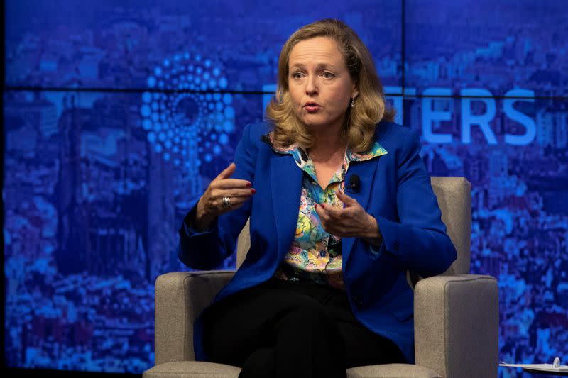 Nadia Calvino, Minister for Economy and Business of Spain speaks during a Reuters Newsmaker in New York