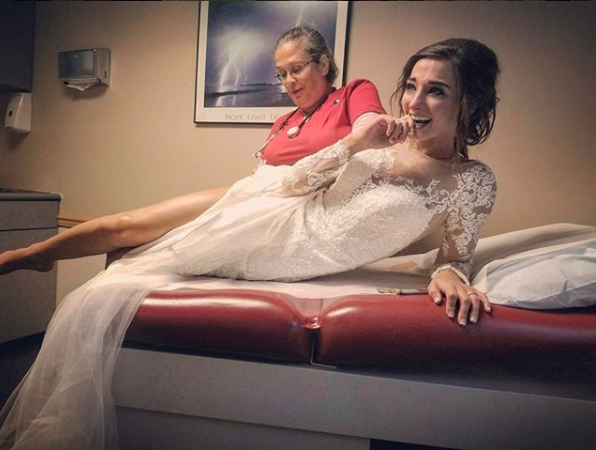 She was rushed straight to the emergency room after the ceremony, where she was given a steroid injection. Photo: Facebook