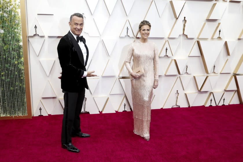 HOLLYWOOD, CA – February 9, 2020: Tom Hanks and Rita Wilson arriving at the 92nd Academy Awards on Sunday, February 9, 2020 at the Dolby Theatre at Hollywood & Highland Center in Hollywood, CA. (Jay L. Clendenin / Los Angeles Times)