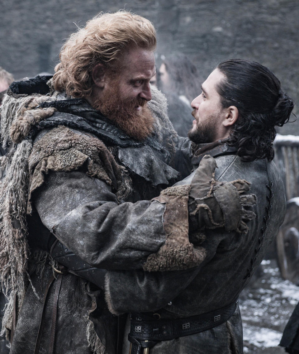 Kristofer Hivju, left, revealed that an alternate ending to "Game of Thrones" was filmed but just for fun. (Photo: HBO)