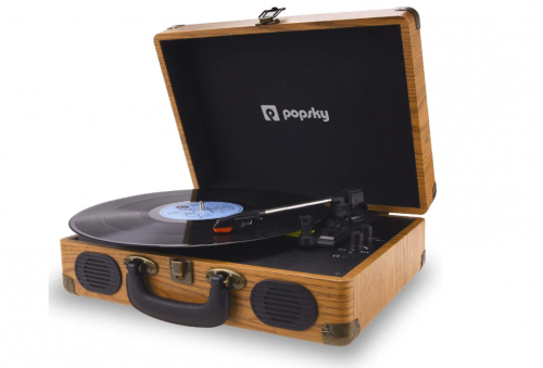 Best Suitcase Turntable, Popsky Record Player, 3-Speed Vintage Style Bluetooth Turntable