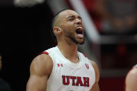 Utah guard Marco Anthony walks up the court during the second half of the team's NCAA college basketball game against Jacksonville State on Thursday, Dec. 8, 2022, in Salt Lake City. (AP Photo/Rick Bowmer)