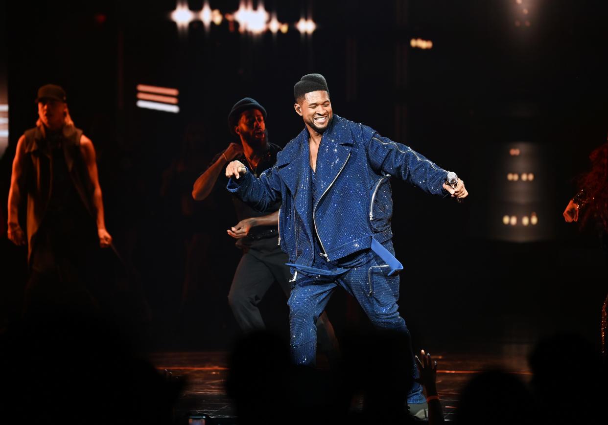 Usher performs at the grand opening of “Usher: The Las Vegas Residency” at The Colosseum at Caesars Palace on July 16, 2021, in Las Vegas.