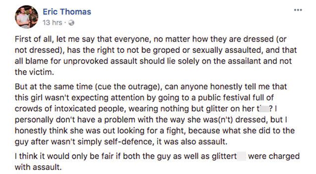 Tostee, who goes by the name Eric Thomas, weighed in on Facebook about the incident on Tuesday. Photo: Facebook