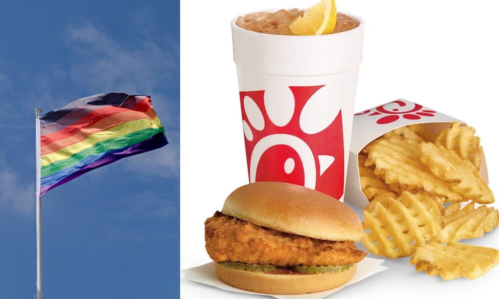 Principal says he turned down free Chick-fil-A to support LGBTQ individuals. (Photos: Getty)