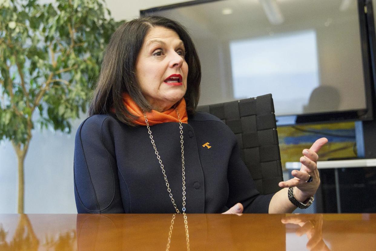 University of Tennessee-Knoxville Chancellor Beverly Davenport was fired Wednesday after just over a year on the job. (AP Photo/Erik Schelzig)