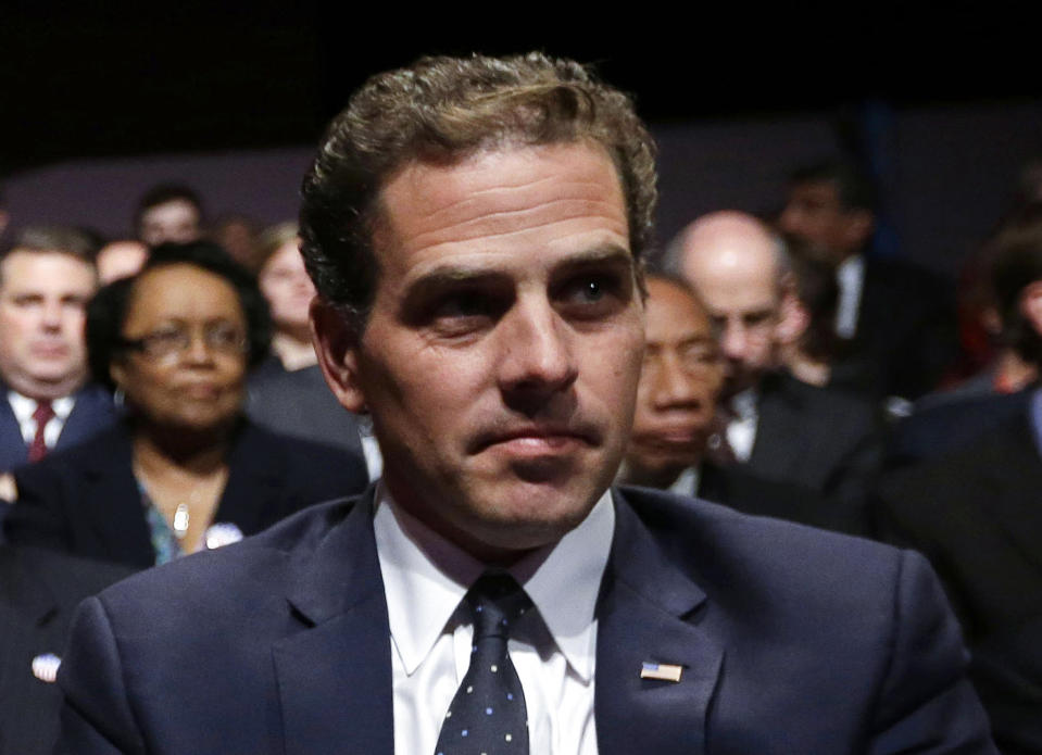 FILE - Hunter Biden waits for the start of the his father's, Vice President Joe Biden's, debate at Centre College in Danville, Ky, Oct. 11, 2012. (AP Photo/Pablo Martinez Monsivais, File)