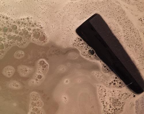 UE MEGABOOM in a bathtub