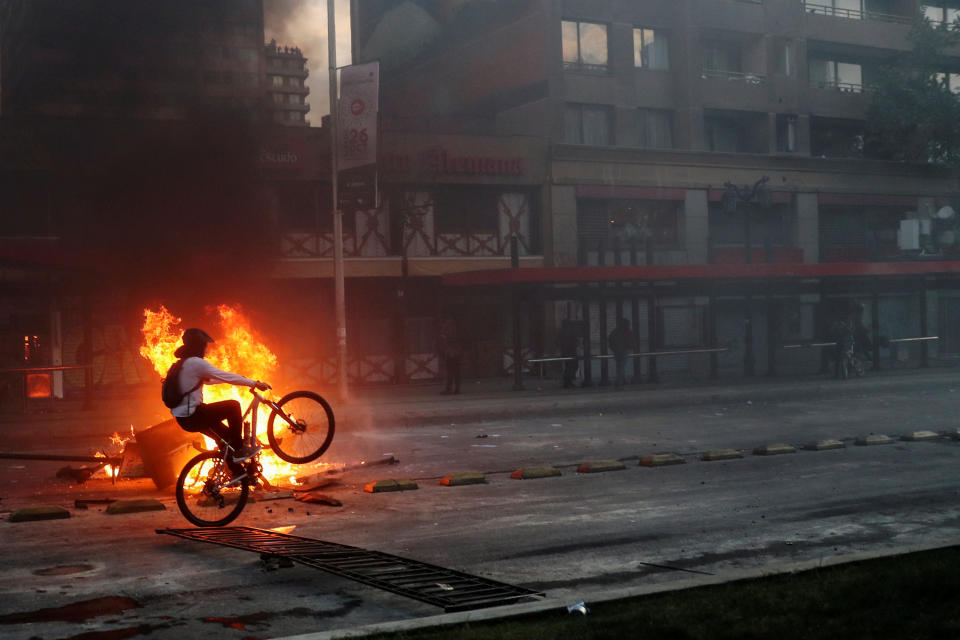 A demonstrator in Santiago, Chile