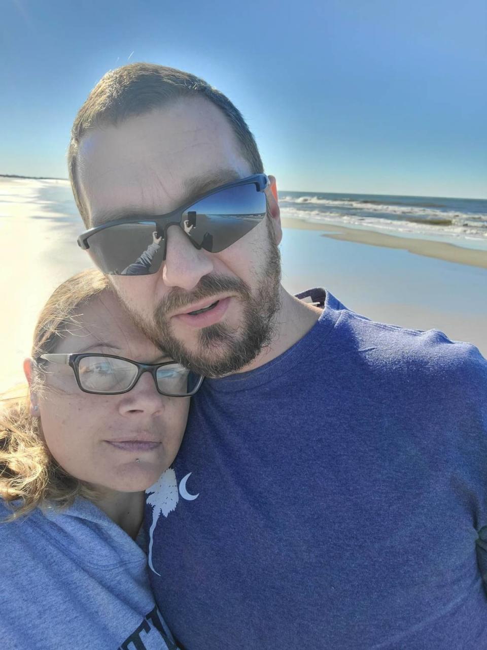 Jaymie Hinds, left, met Jeff Rusnock nearly 10 years ago at a casino in Montana. They lost touch, but ran into one another again during the pandemic last summer. The pair have spent nearly every day together since and moved to Myrtle Beach in October to be closer to Rusnock’s family.