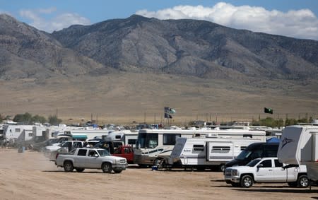 Participants arrive to an RV camp as an influx of tourists responding to a call to 'storm' Area 51, a secretive U.S. military base believed by UFO enthusiasts to hold government secrets about extra-terrestrials, is expected in Rachel, Nevada