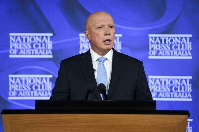 Peter Dutton at the National Press Club on Friday reiterated his position on China. Source: AAP