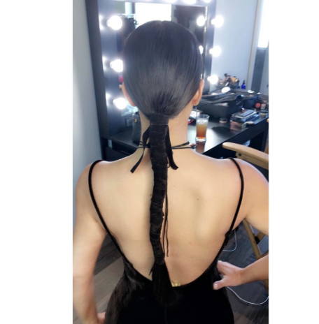 Never afraid to try a new trend, Kim Kardashian gave the Suno runway look a go and rocked a velvet covered ponytail on Snapchat this weekend. And if she can work it, then perhaps we have a chance? 